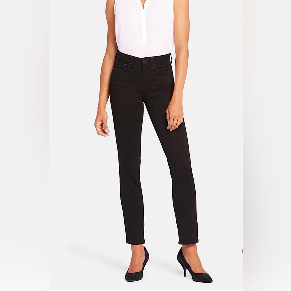NYDJ Sheri Slim Mid-Rise Black Ankle Pants with Ankle Slits Size 4